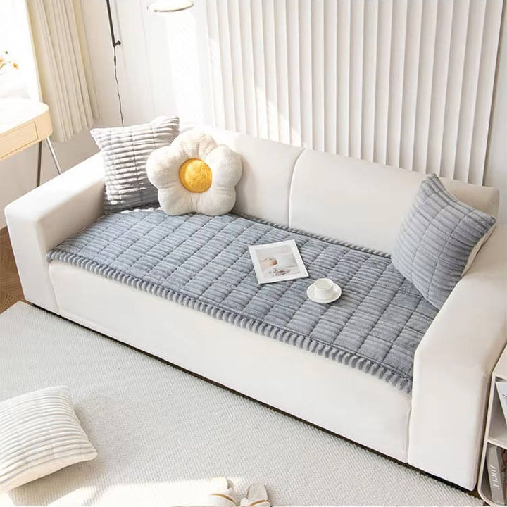 Non Slip Fuzzy Pet Couch Cover for 2-3 Cushion Sofa, Washable Soft Furniture Protector Slipcover