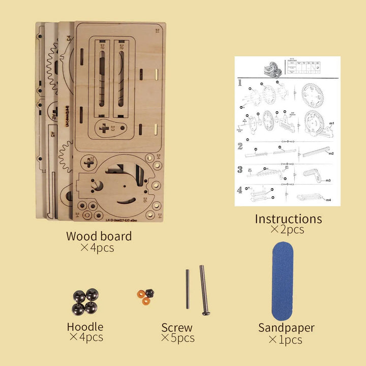 Wooden Marble Run 3D Puzzle Kit DIY Mechanical Building Model