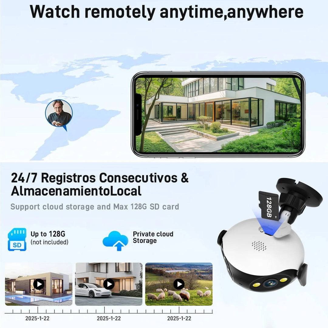 4K 8MP Outdoor WiFi Security Camera 180 Degree, Panoramic Night Vision Motion Detection Surveillance Camera