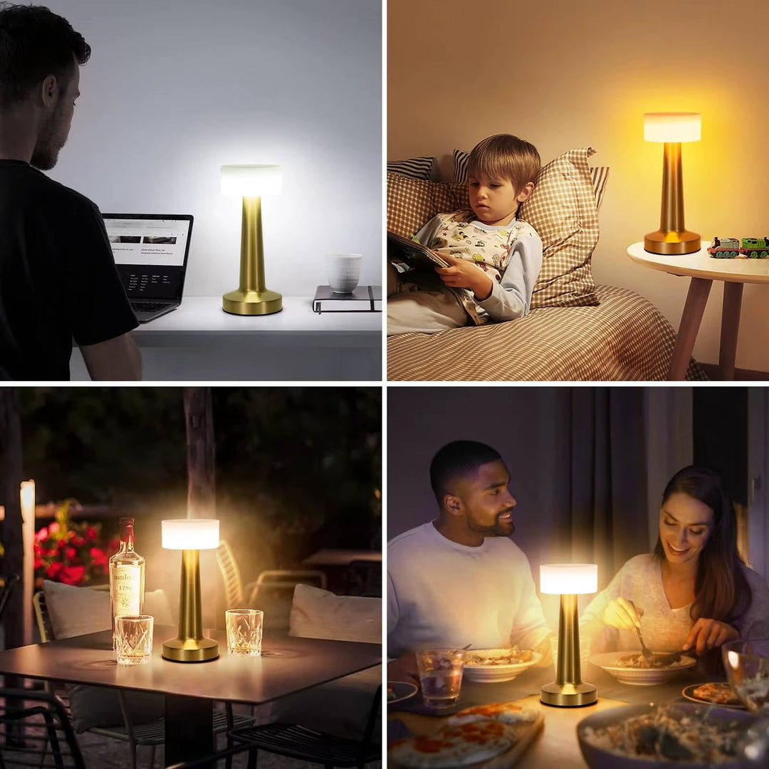 Cordless Table Lamp Rechargeable LED, Metal Accent Lamp for Dining Table Living Room Ambient Lighting