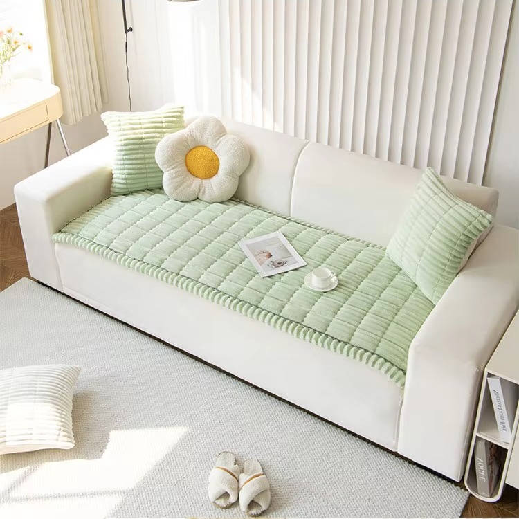 Non Slip Fuzzy Pet Couch Cover for 2-3 Cushion Sofa, Washable Soft Furniture Protector Slipcover