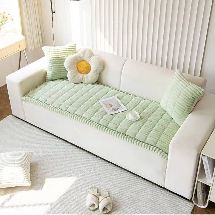 Non Slip Fuzzy Pet Couch Cover for 2-3 Cushion Sofa, Washable Soft Furniture Protector Slipcover
