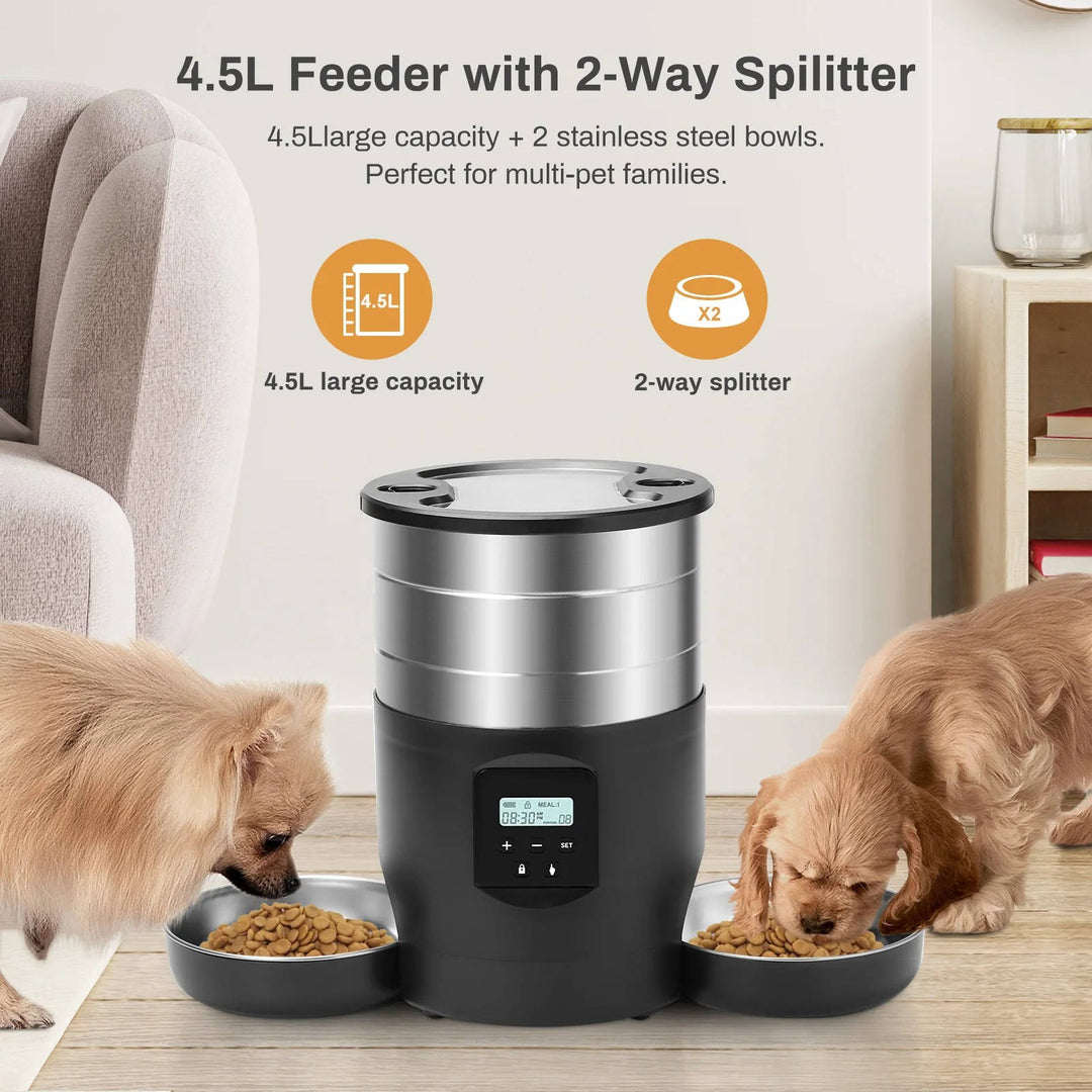 Smart WiFi Automatic Cat Feeder with Two Stainless Steel Bowls