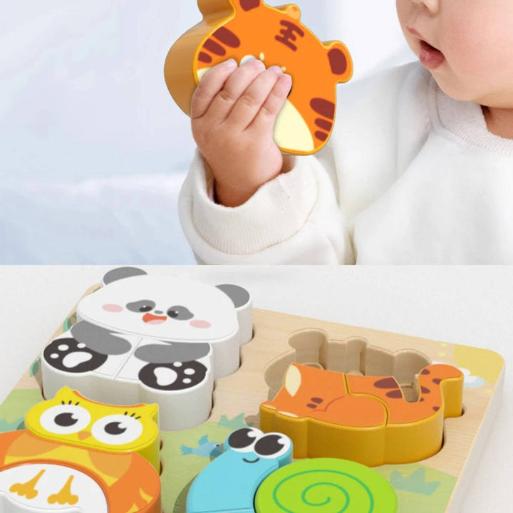 Wooden Animal Chunky Puzzle Board for Toddlers 1 to 3 Years Montessori Educational Toy
