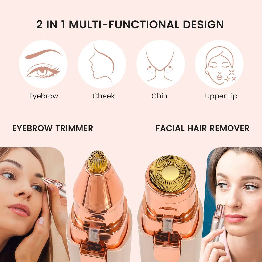 Womens Painless Facial Hair Remover and Eyebrow Shaver, Epilator for Face with Built in LED Light
