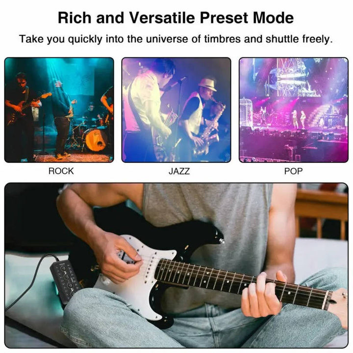 Guitar Plug In Headphone Amp Mini Portable Amplifier for Acoustic Bass Practice