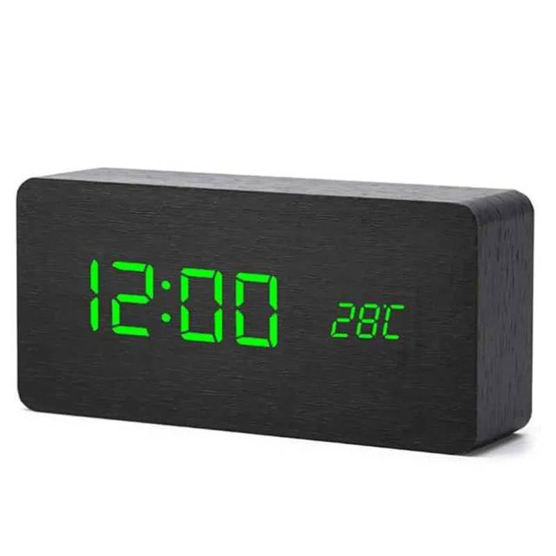 Wooden Digital Alarm Clock with Sound Control and Digital Display