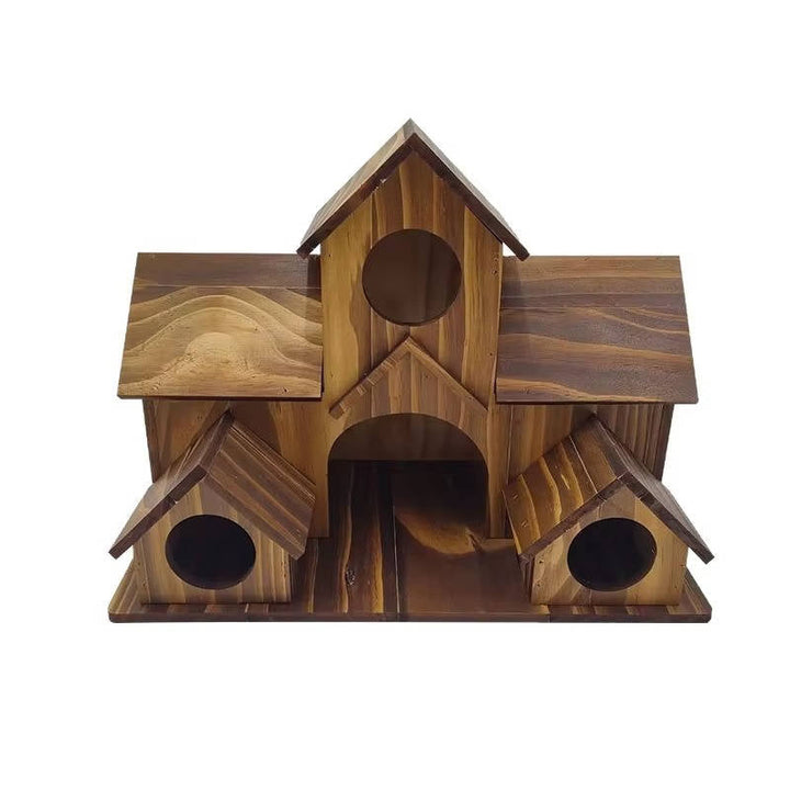 Natural Wooden Bird House, Hanging Bird Feeder Villa for Outdoor Garden and Yard, Decorative Wild Bird Nest
