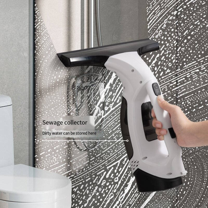 3 In 1 Window Vacuum Squeegee, Electric Window Cleaner with Extension Pole, Water Collection Tank for Glass Doors, Windows, Mirrors and Car