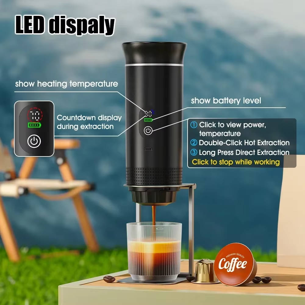 Portable Mini Coffee Machine for Car, Home, Camping, Espresso,Nespresso, Ground Coffee