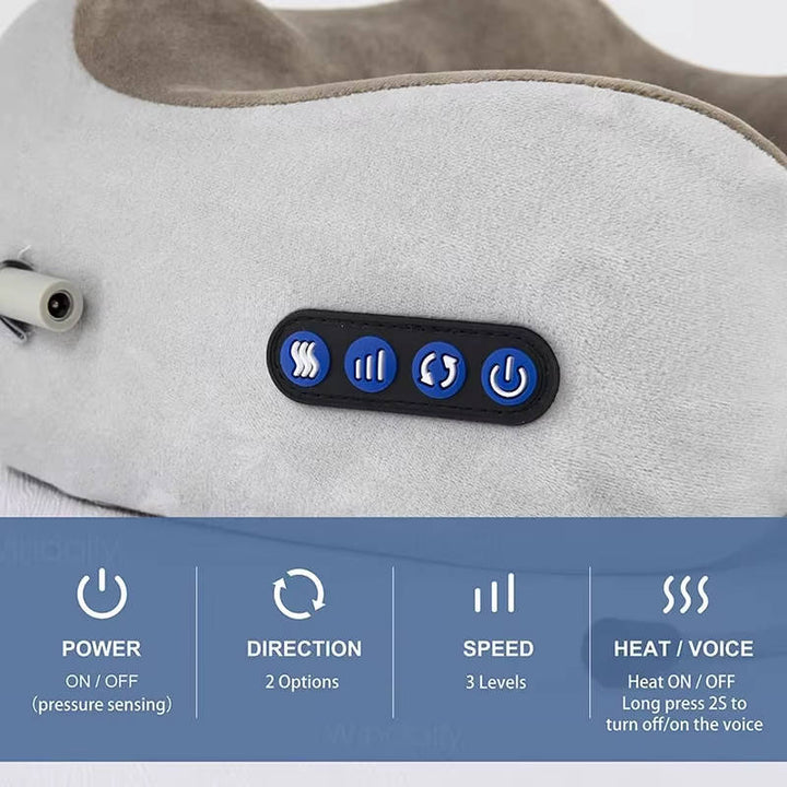 Ergonomic Travel Neck Pillow with Massager, Neck Massger for Deep Relaxation and Comfort