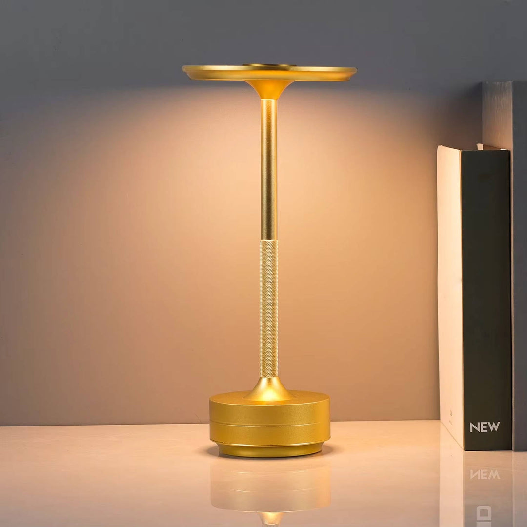 Modern Cordless Touch LED Table Lamp, Wireless Electroplated Metal Bedside Night Light for Bedroom and Living Room