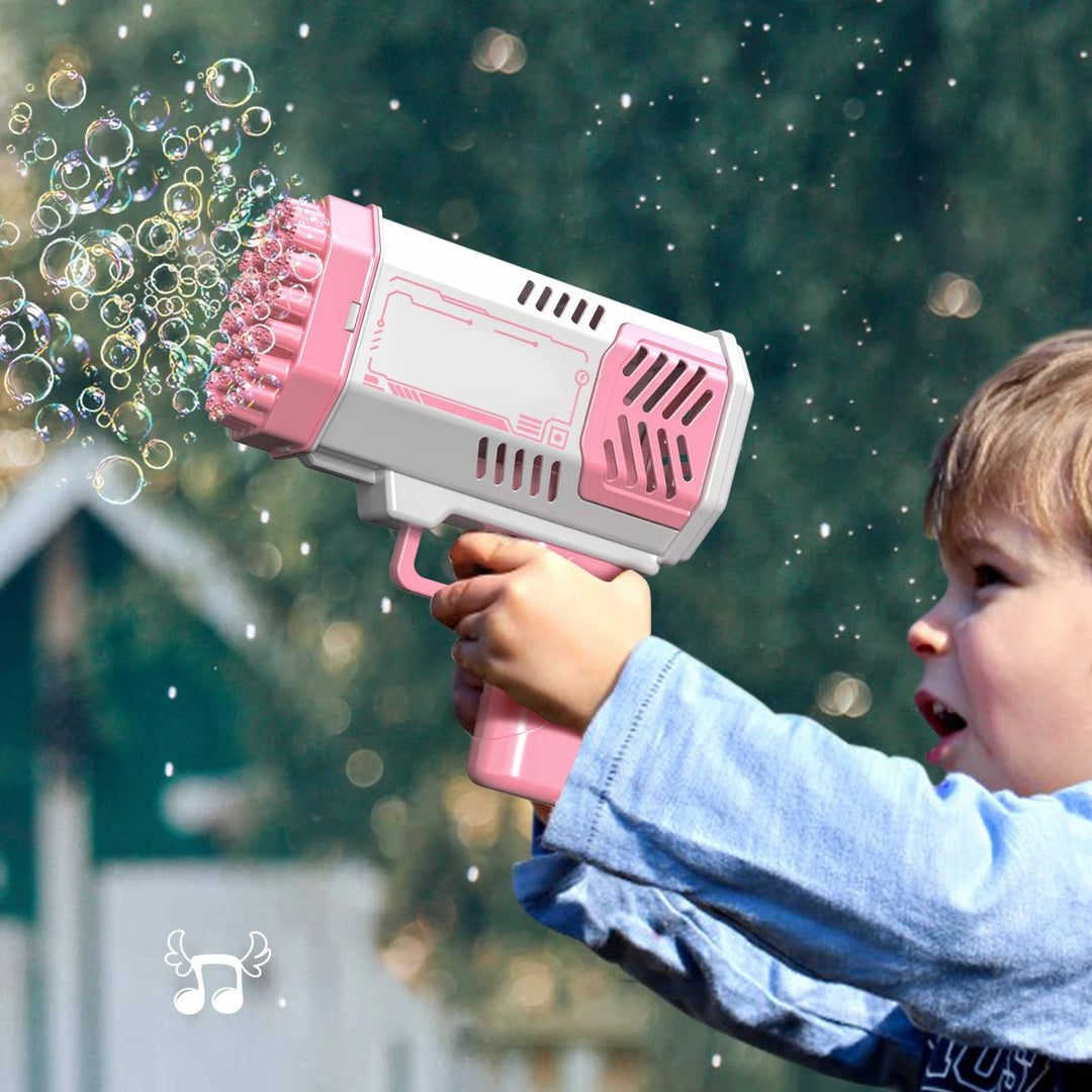 40 Hole Automatic Bubble Gun with LED Lights, Gatling Style Bubble Blower Toy for Kids 3 and up, Outdoor Party Play