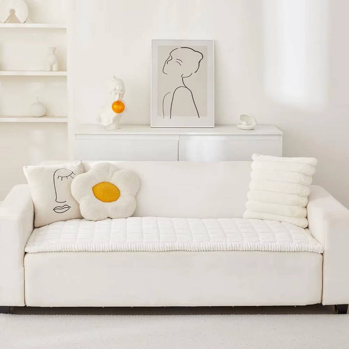 Non Slip Fuzzy Pet Couch Cover for 2-3 Cushion Sofa, Washable Soft Furniture Protector Slipcover
