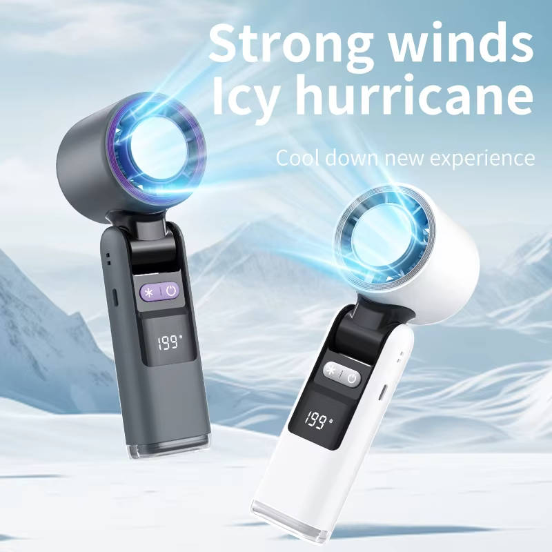 3 in 1 Portable Handheld Fan, Mini Turbo Air Cooling Fan with Flashlight, Rechargeable Personal Fan with LED Battery Display