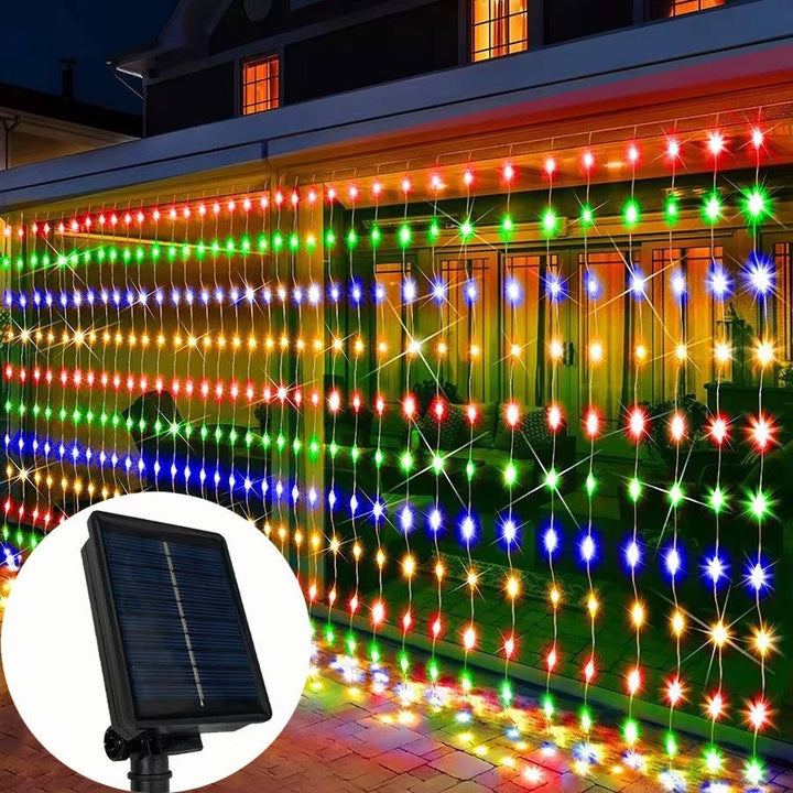 Solar LED Curtain Lights, Outdoor Waterproof Fairy String Lights for Garden Patio