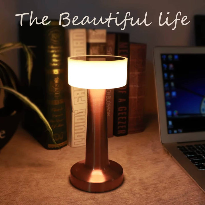 Cordless Table Lamp Rechargeable LED, Metal Accent Lamp for Dining Table Living Room Ambient Lighting