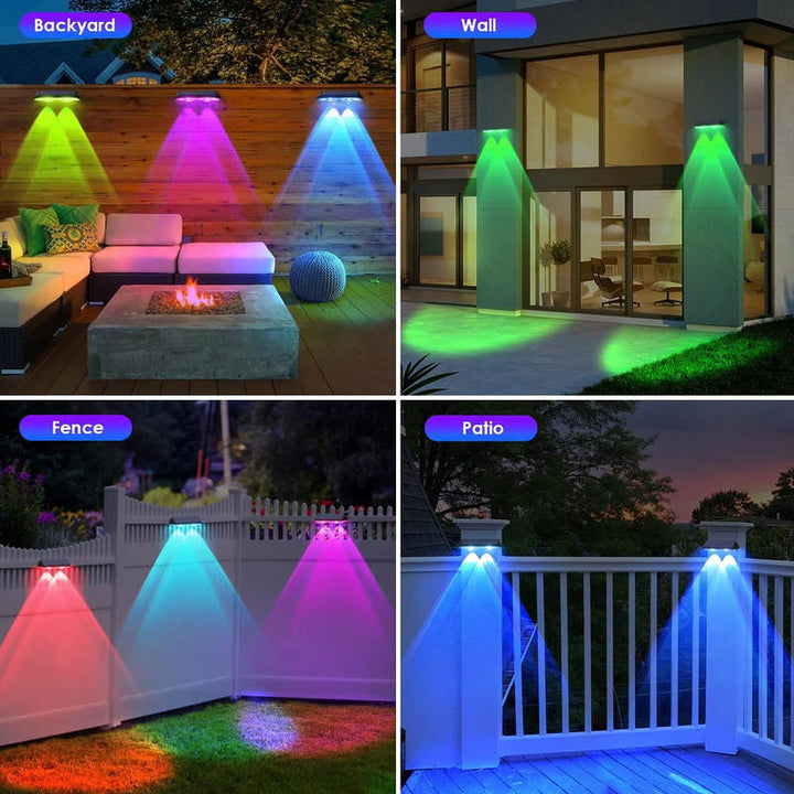 Solar LED Fence Lights Outdoor, Waterproof Deck Stair Wall Garden Lights Energy Saving Lamp