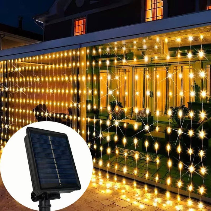 Solar LED Curtain Lights, Outdoor Waterproof Fairy String Lights for Garden Patio