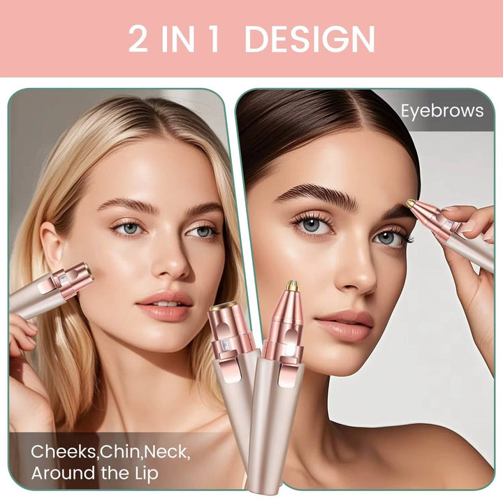 Womens Painless Facial Hair Remover and Eyebrow Shaver, Epilator for Face with Built in LED Light