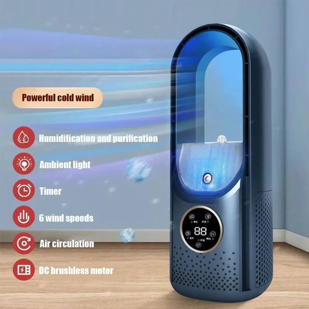 Portable AC Air Conditioner Cooler Fan with Humidifier and Purifier, DC Brushless Motor, Smart Timer