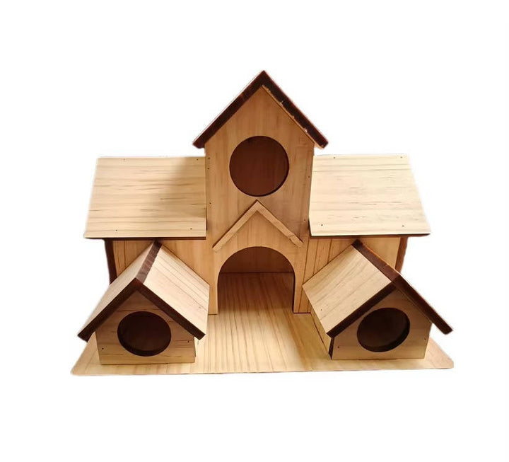 Natural Wooden Bird House, Hanging Bird Feeder Villa for Outdoor Garden and Yard, Decorative Wild Bird Nest