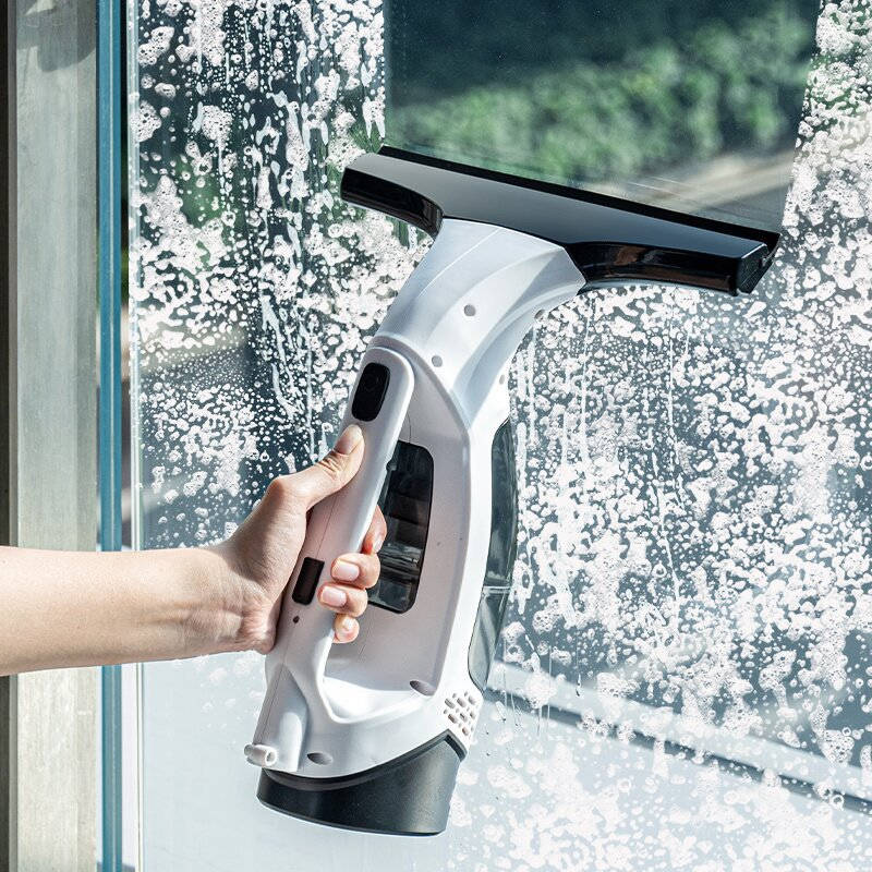 3 In 1 Window Vacuum Squeegee, Electric Window Cleaner with Extension Pole, Water Collection Tank for Glass Doors, Windows, Mirrors and Car