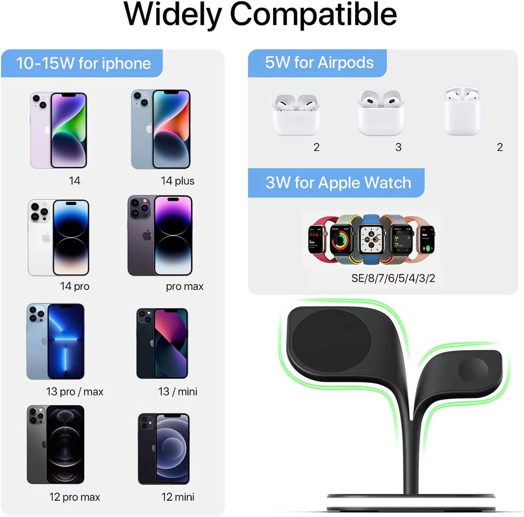 Wireless Multiple Device Charging Station for Apple Watch, iPhone and AirPod, MagSafe