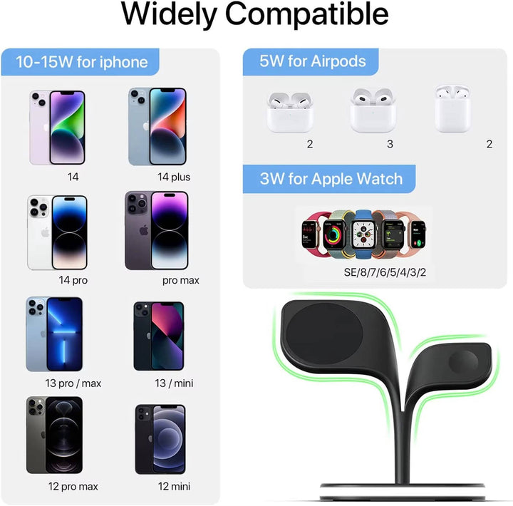 Wireless Multiple Device Charging Station for Apple Watch, iPhone and AirPod, MagSafe