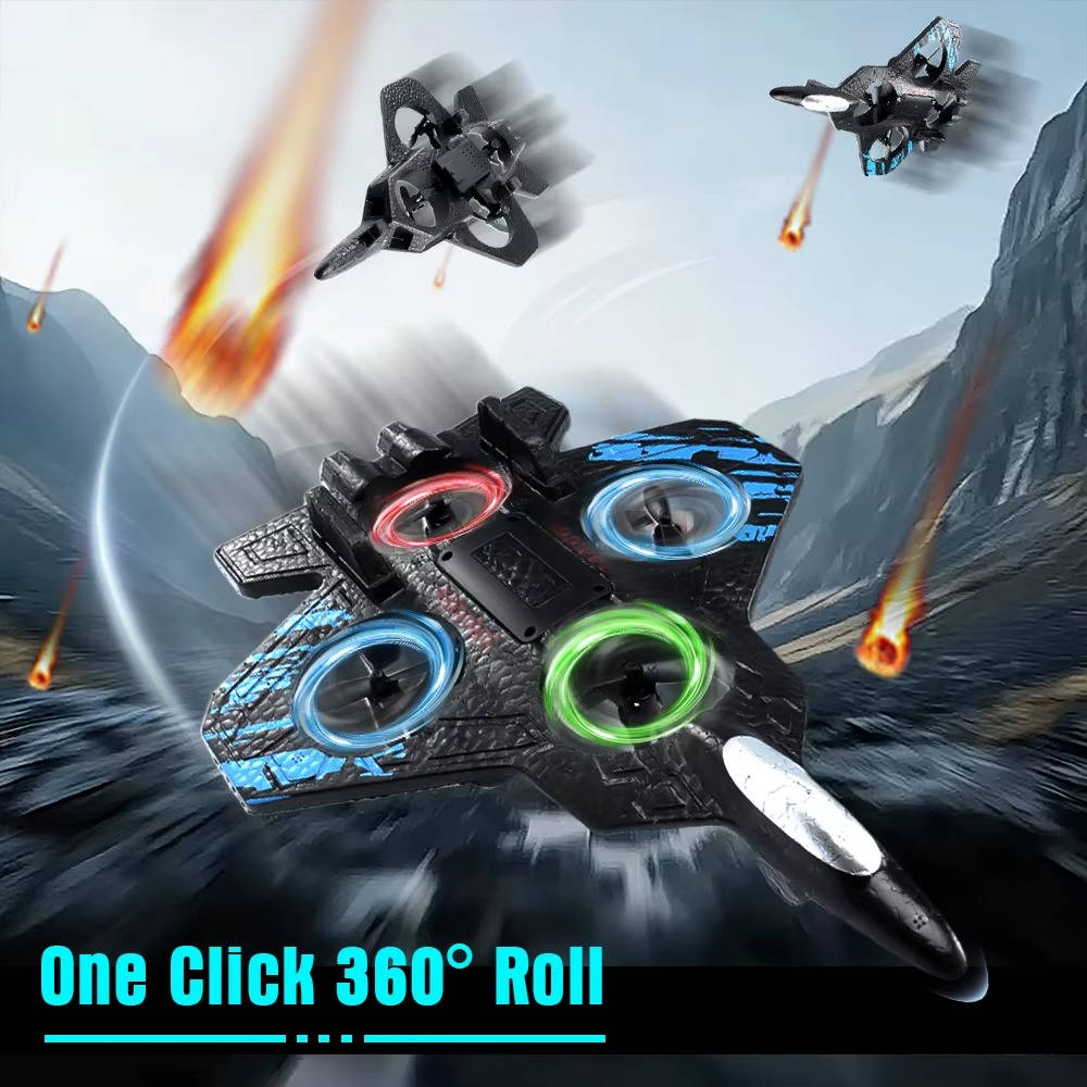 RC Jet Plane Toy, High Speed Stunt Airplane with Remote Control, 360° Flips and LED Lights, Durable Foam Flyer for Kids
