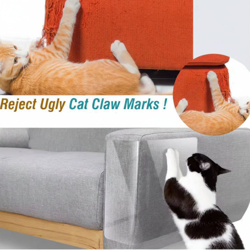 10 Pack Clear Cat Scratch Furniture Protectors for Couch and Doors with Twist Pins