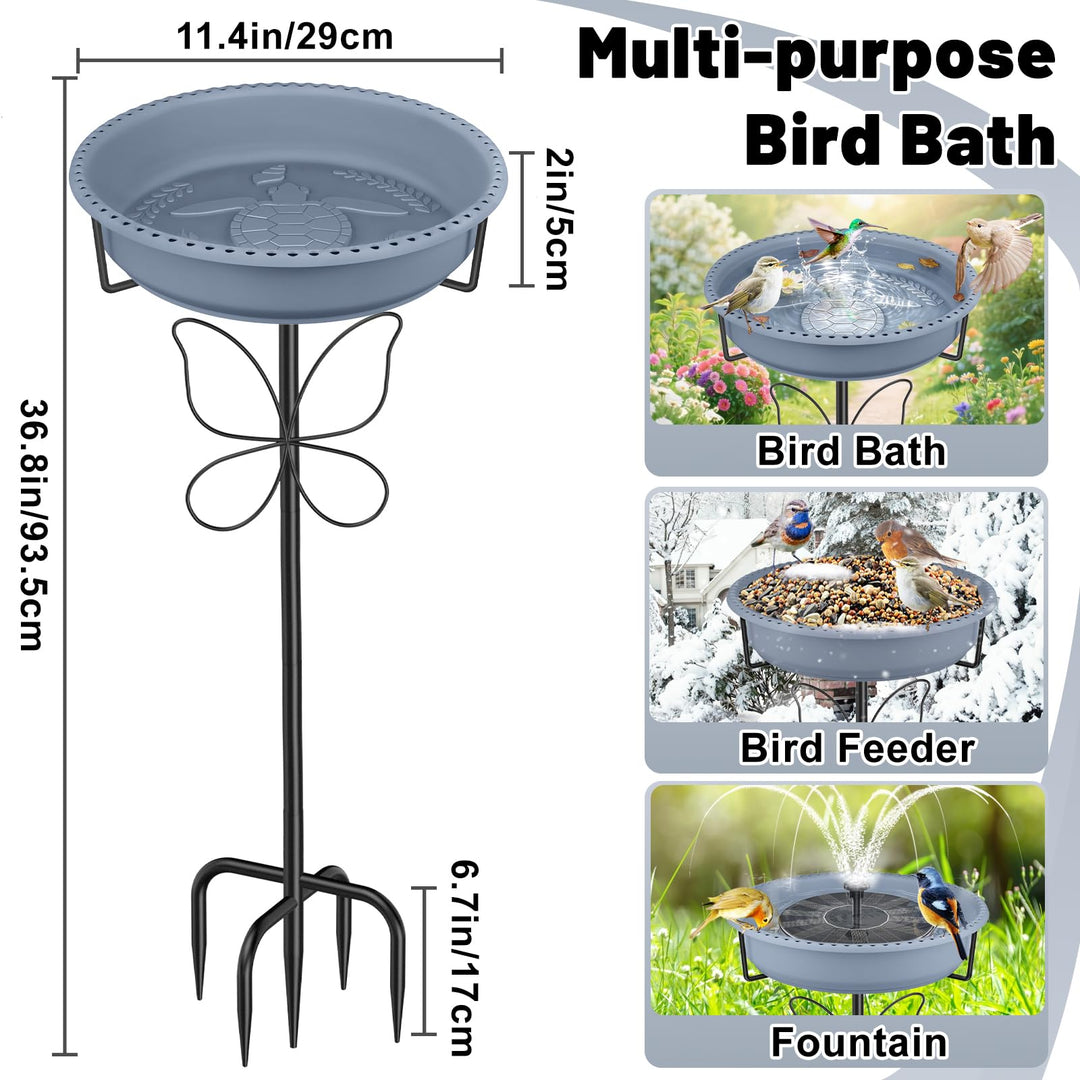 Outdoor Bird Bath and Bird Feeder, Freestanding Garden Birdbath with Removable Bowl