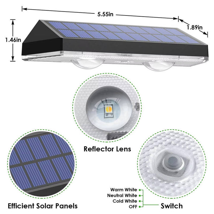 Solar LED Fence Lights Outdoor, Waterproof Deck Stair Wall Garden Lights Energy Saving Lamp