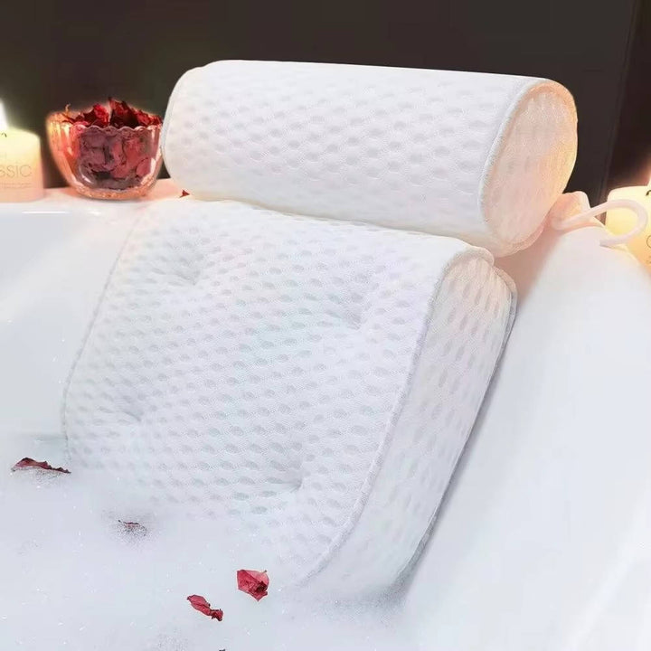 Bath Pillow With Anti-Slip Suction Cups for Neck and Back Support