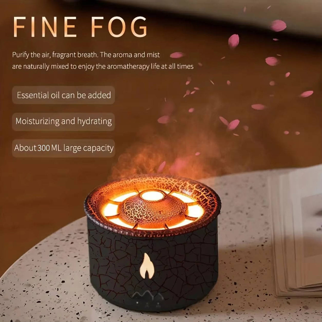 Portable Aromatherapy Oil Diffuser with Night Light, Simulated Volcano Design