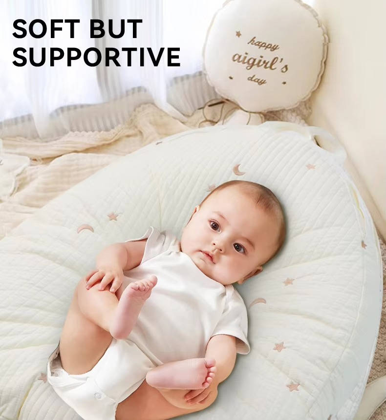 Baby Lounger Pillow, Ergonomic Cotton Nest with Anti Reflux Support