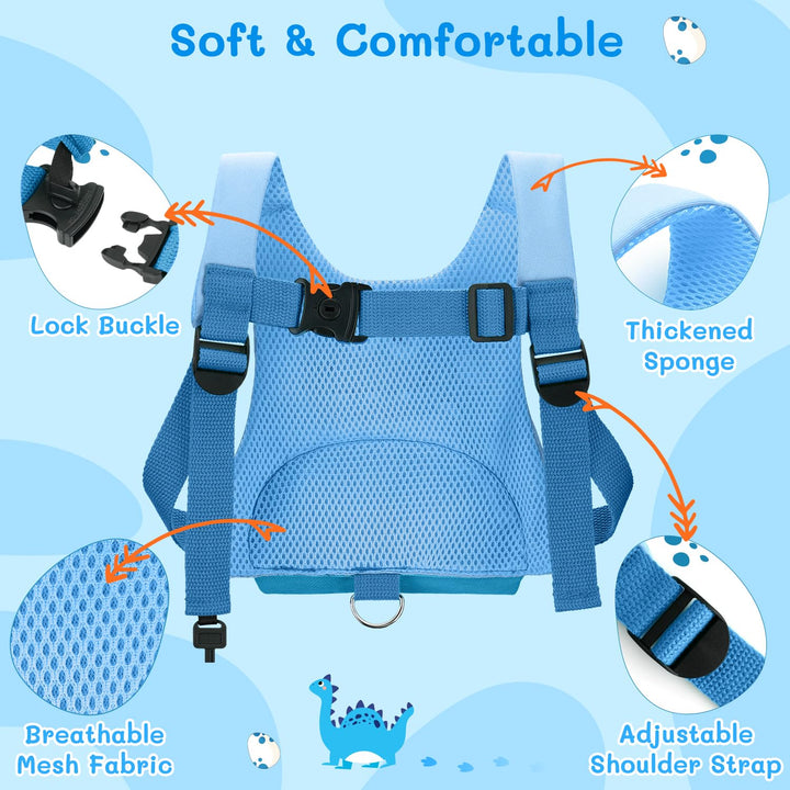 3 In 1 Toddler Harness Leash, Dinosaur Kids Safety Harness with 8.2ft Anti Lost Wrist Link and Key Lock