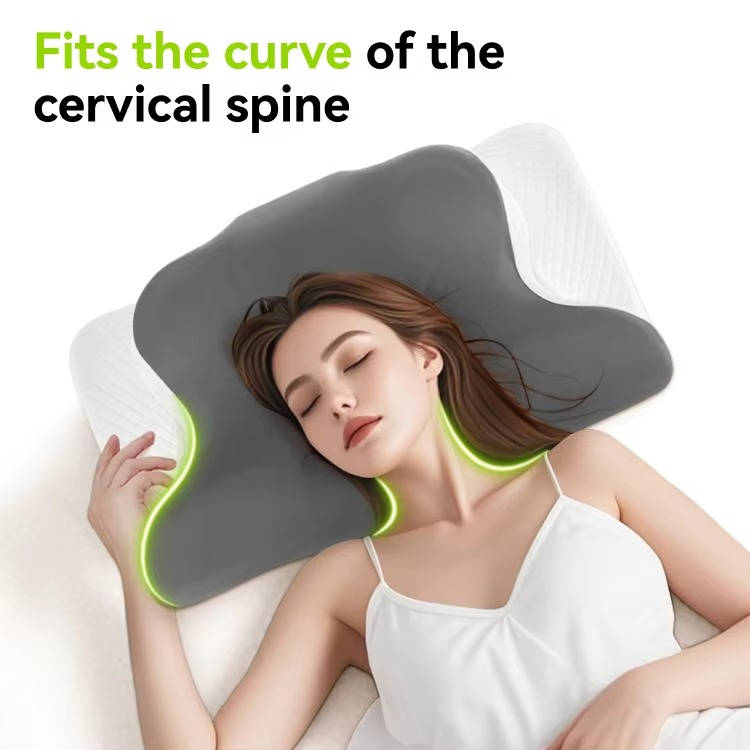 Cervical Memory Foam Neck Pillow, Ergonomic Cooling Support for Side and Back Sleepers with Adjustable Ice Silk Case