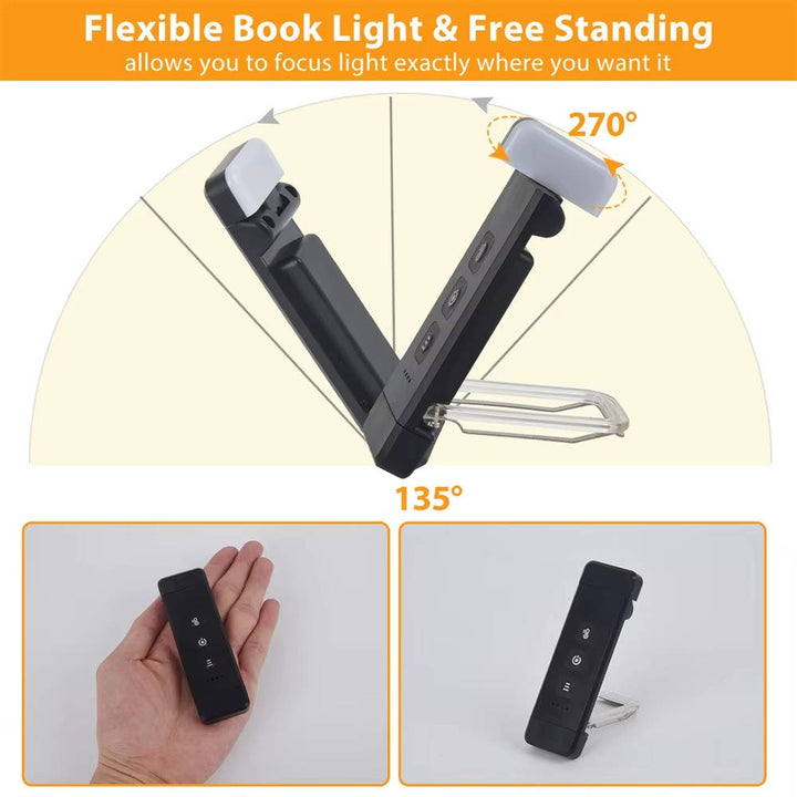Clip On Book Light USB Rechargeable with Timer Mini LED Reading Lamp Portable