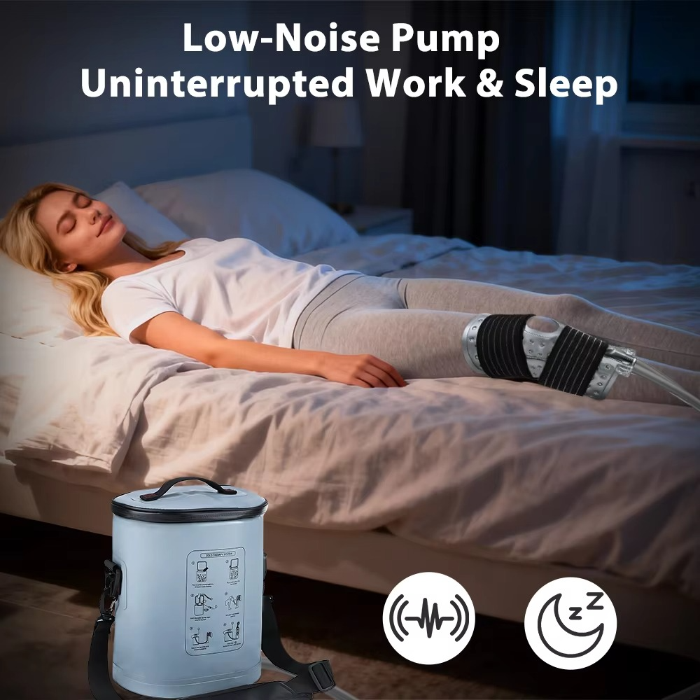 Portable Cold Therapy Machine with Circulating Water System – Adjustable Flow, Timer Settings, Collapsible 15QT Container