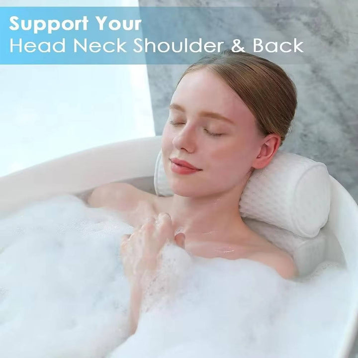 Bath Pillow With Anti-Slip Suction Cups for Neck and Back Support
