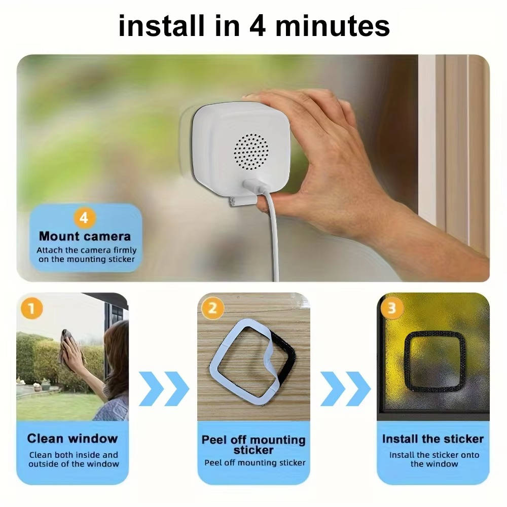 1080P Wifi Window Camera, Indoor Home Security Baby Monitor Camera, Night Vision, Two Way Audio, 32G