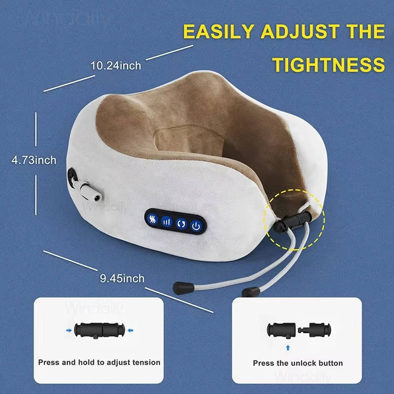 Ergonomic Travel Neck Pillow with Massager, Neck Massger for Deep Relaxation and Comfort