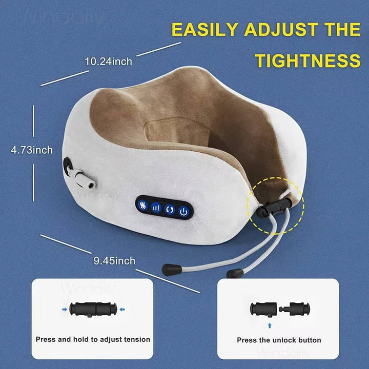 Ergonomic Travel Neck Pillow with Massager, Neck Massger for Deep Relaxation and Comfort