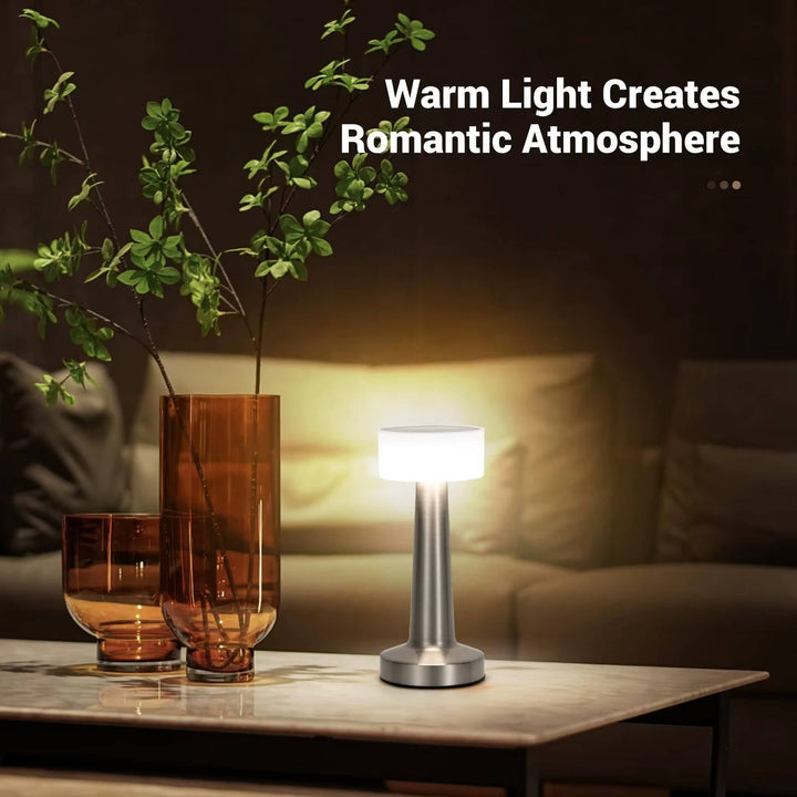 Cordless Table Lamp Rechargeable LED, Metal Accent Lamp for Dining Table Living Room Ambient Lighting