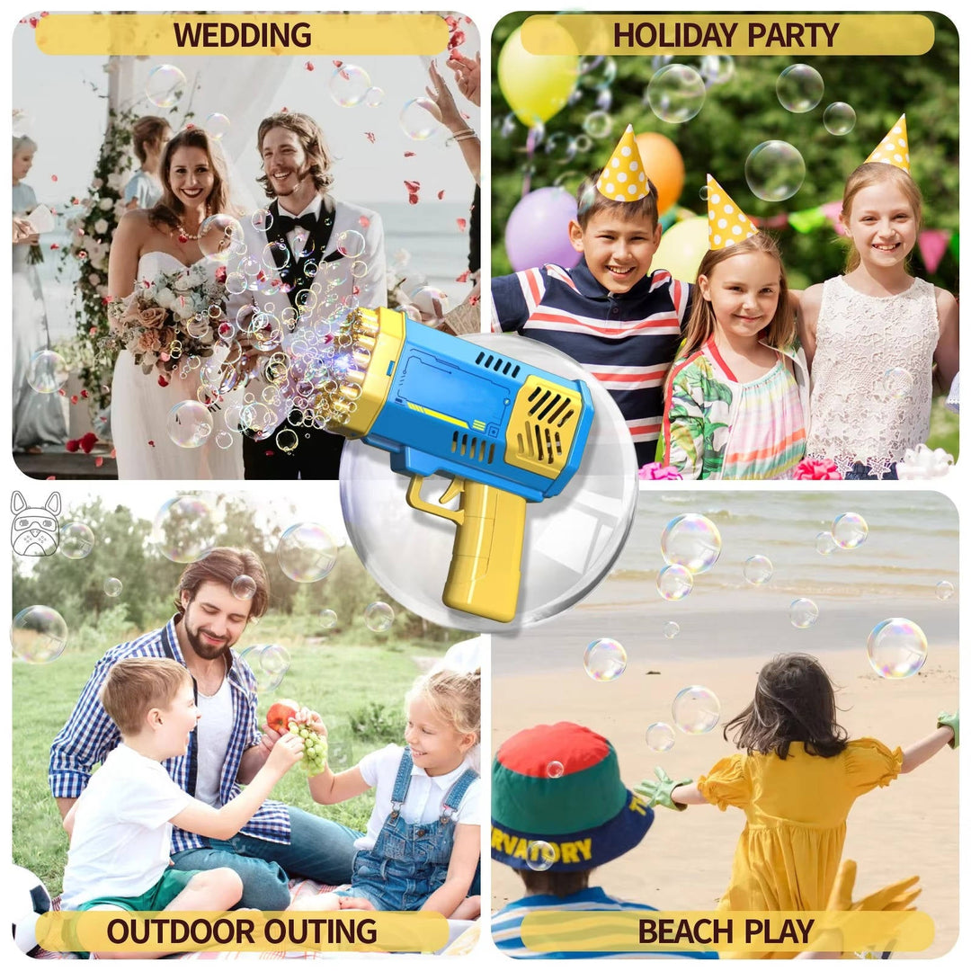 40 Hole Automatic Bubble Gun with LED Lights, Gatling Style Bubble Blower Toy for Kids 3 and up, Outdoor Party Play