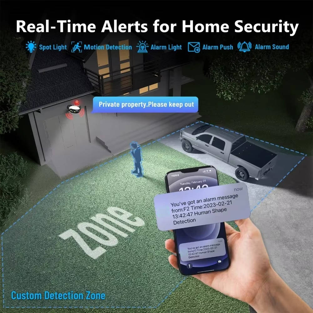 4K 8MP Outdoor WiFi Security Camera 180 Degree, Panoramic Night Vision Motion Detection Surveillance Camera