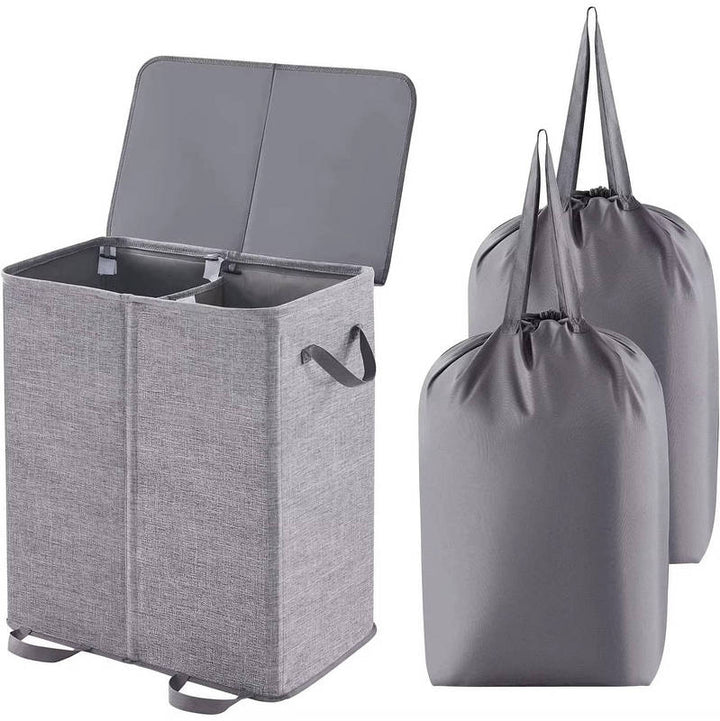 Large Laundry Hamper Basket with Removable Bags, Foldable Laundry Basket with Reinforced Handles for Bedroom Dorm