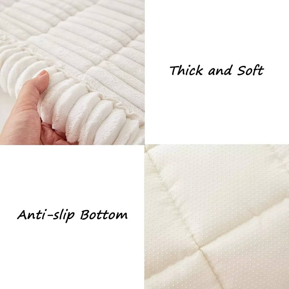 Non Slip Fuzzy Pet Couch Cover for 2-3 Cushion Sofa, Washable Soft Furniture Protector Slipcover