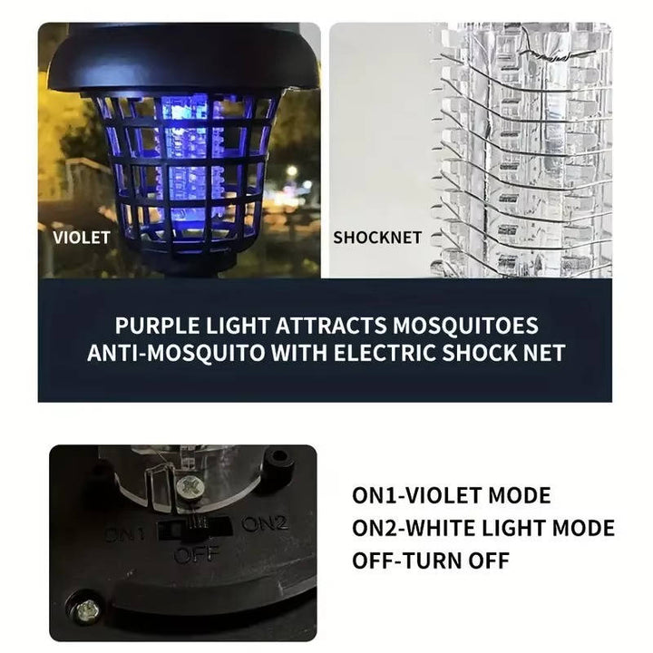 4 Pack Solar Bug Zapper and Mosquito Trap Lamp for Patios, Backyards and Outdoor Comfort, Gnats, Flies, Insects